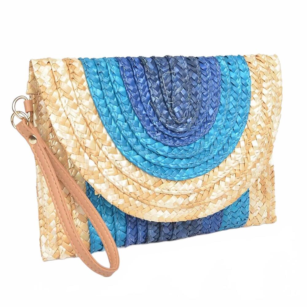 NEW 3AM BY H&D ACCESSORIES women's colorful faux straw envelope clutch bag in na